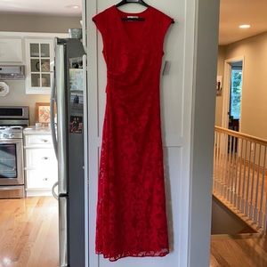 Long fitted lace overlay dress